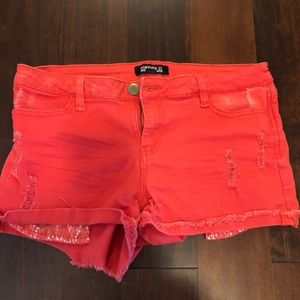 Forever 21 red jean shorts